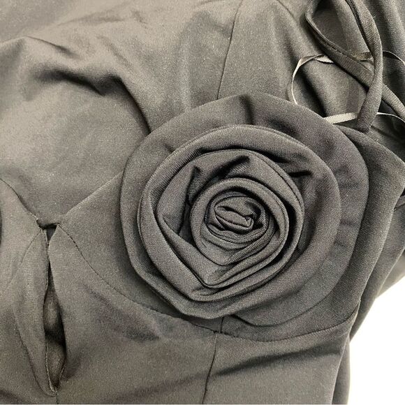 AFRM Silas mini dress Black Bodycon rosette bust Revolve NWT M - Picture 8 of 9